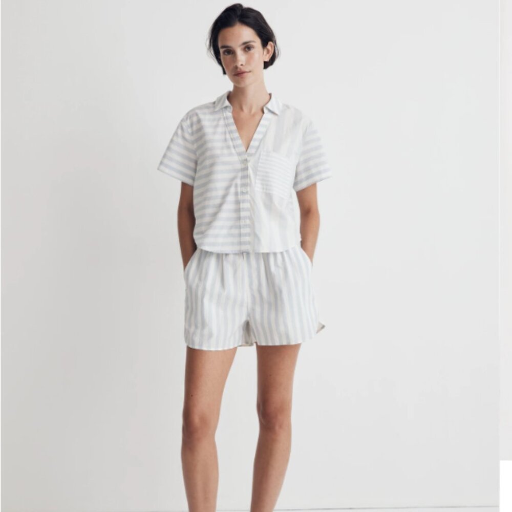 Madewell Y-Neck Button up Shirt in Weathered Sky